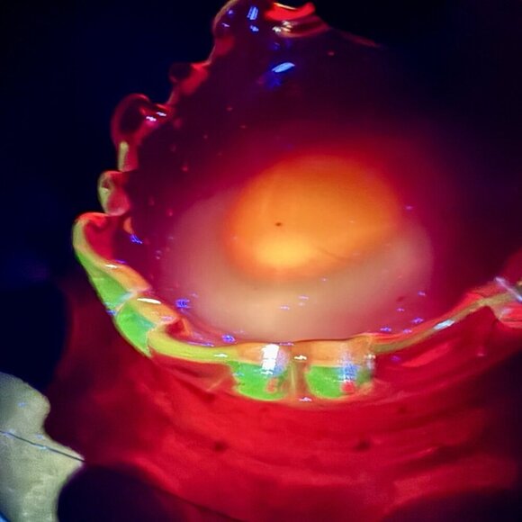 Ruby Red Murano Art Blown Glass Trinket Bowl 4.5” Glows Uv Bullicante Vintage - Picture 10 of 16